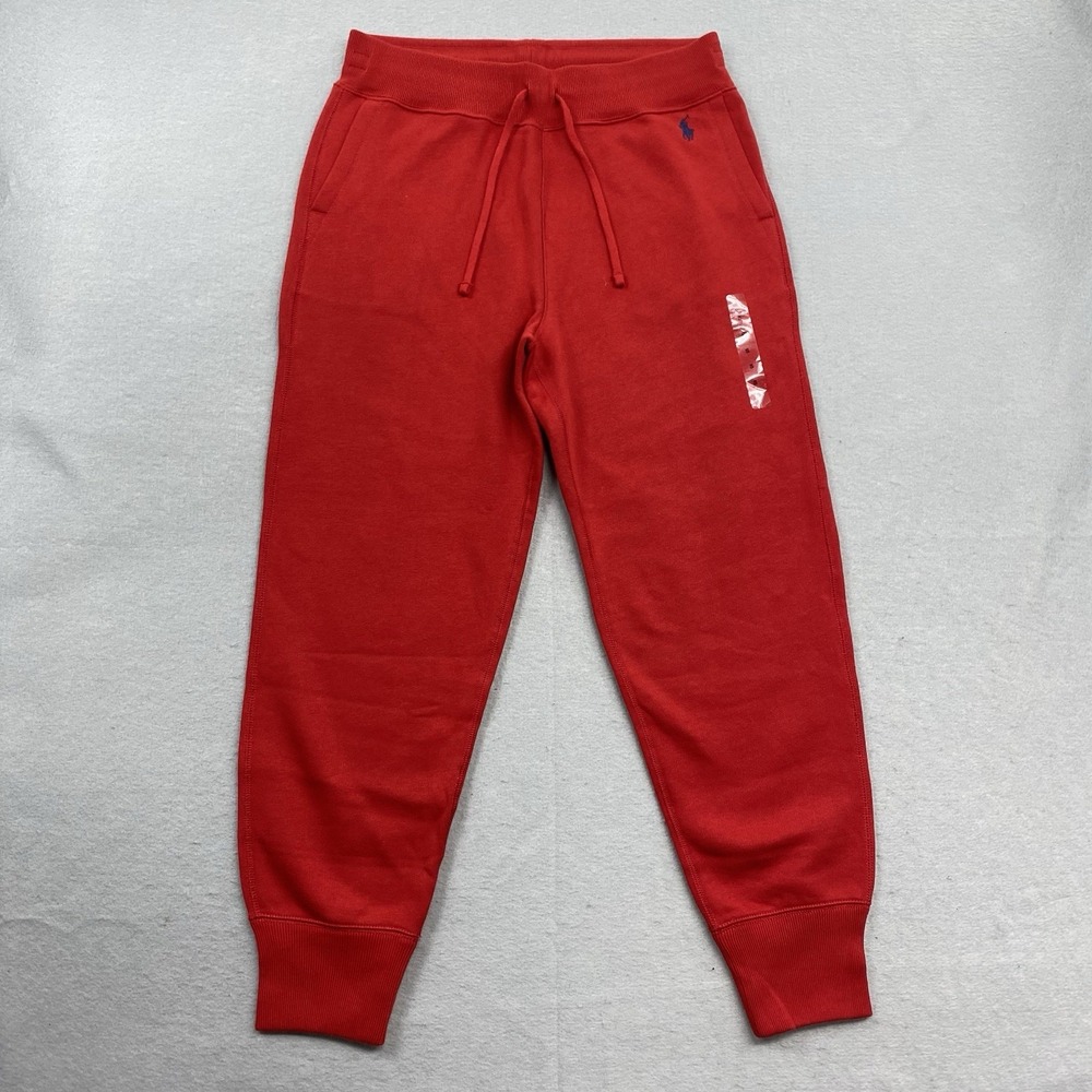 Polo Ralph Lauren Pants Womens Small Red Fleece Sweatpants Drawstring Pony